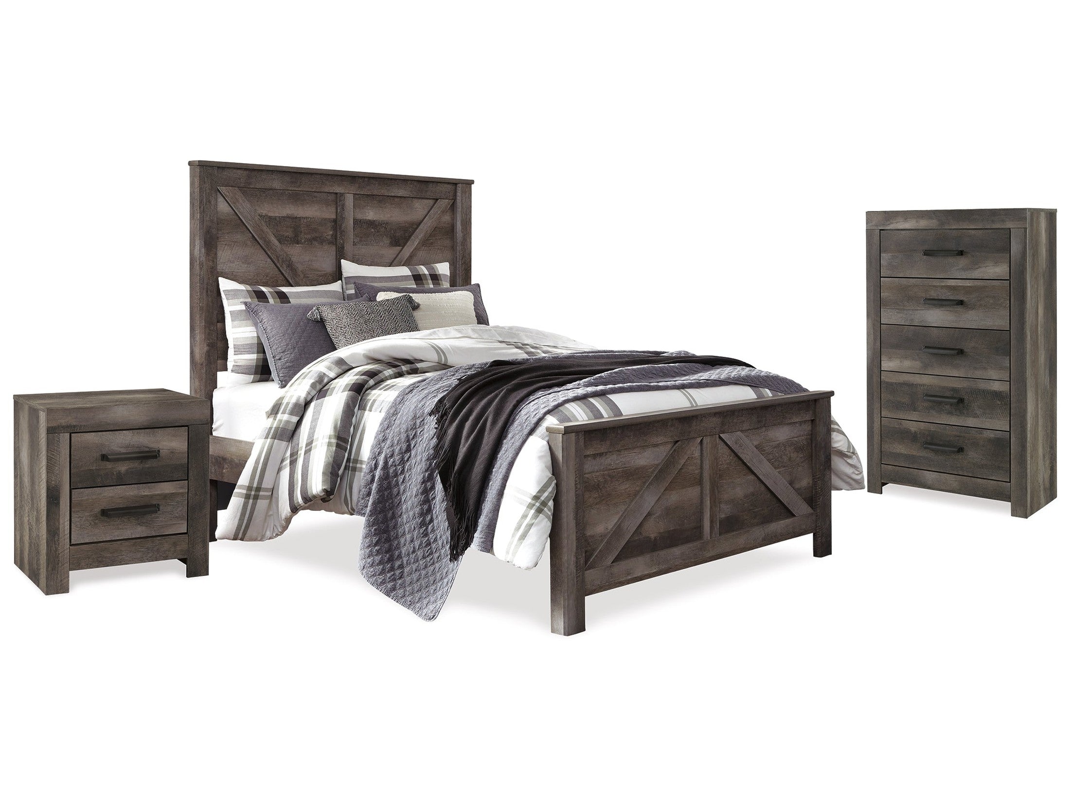 Wynnlow Queen Crossbuck Panel Bedroom Set, Gray