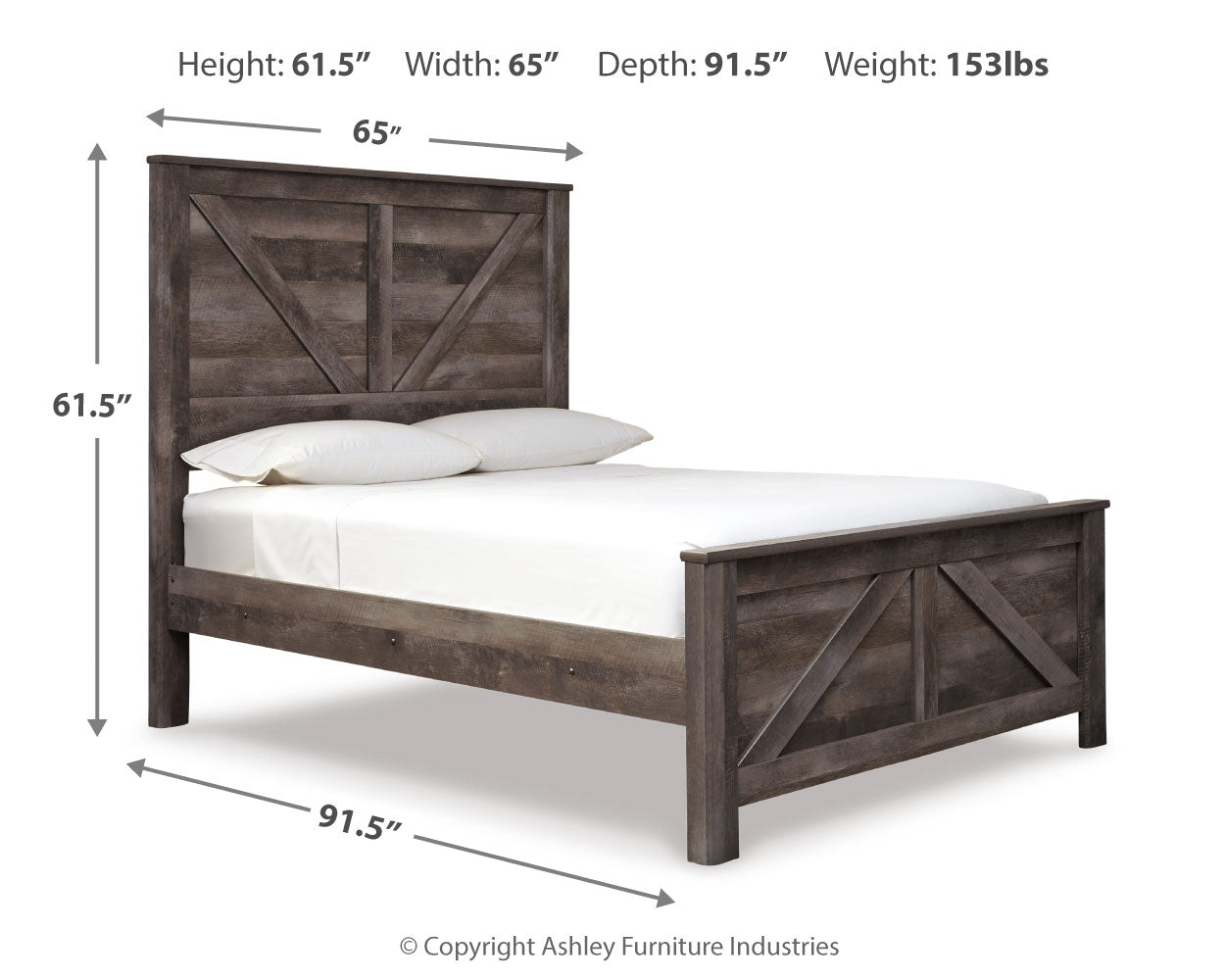 Wynnlow Queen Crossbuck Panel Bedroom Set, Gray