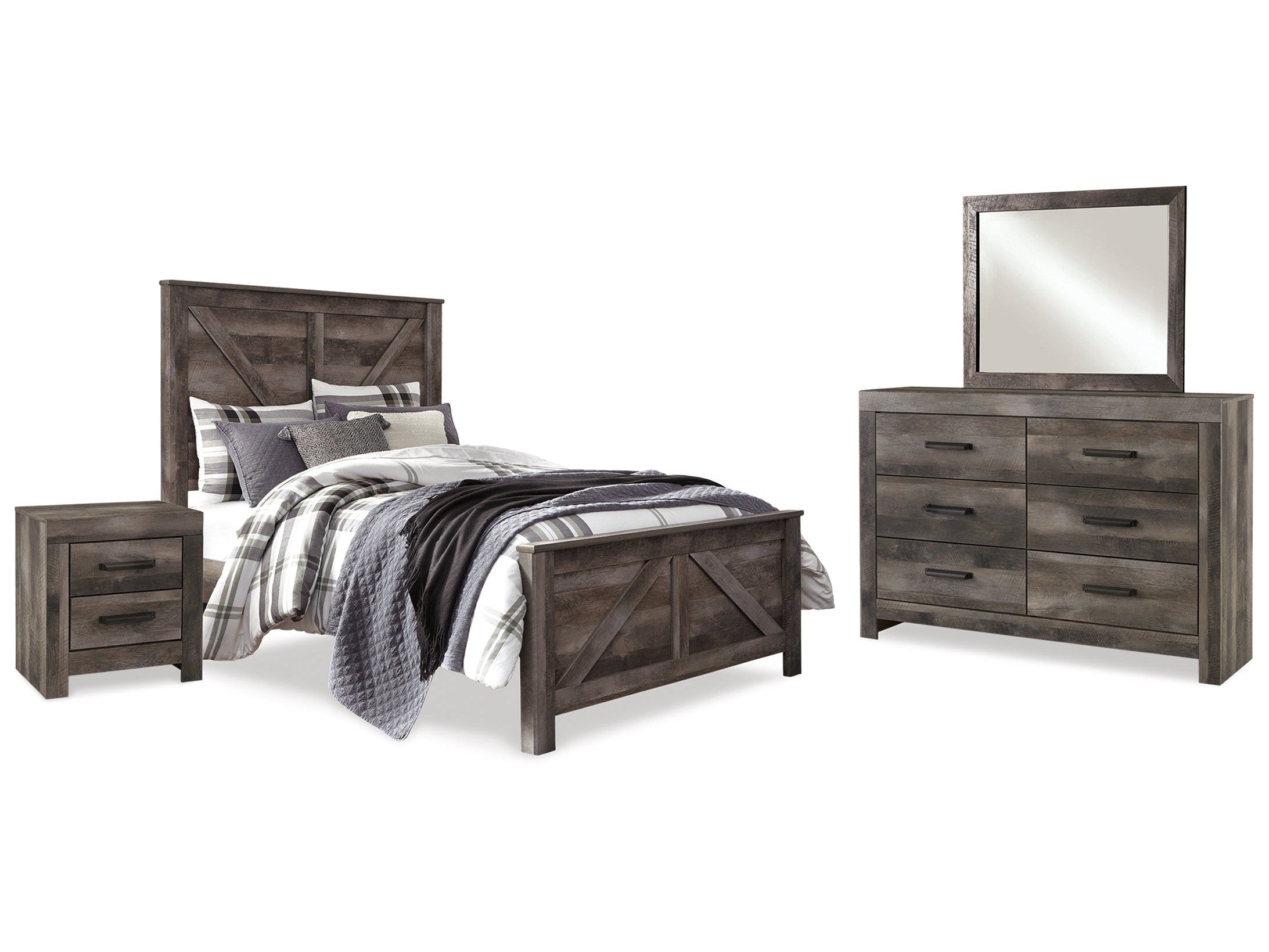 Wynnlow Queen Crossbuck Panel Bedroom Set, Gray