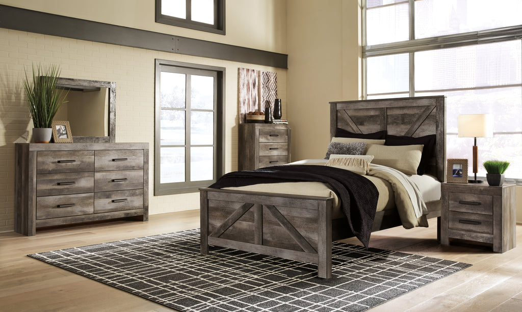 Wynnlow Queen Crossbuck Panel Bedroom Set, Gray