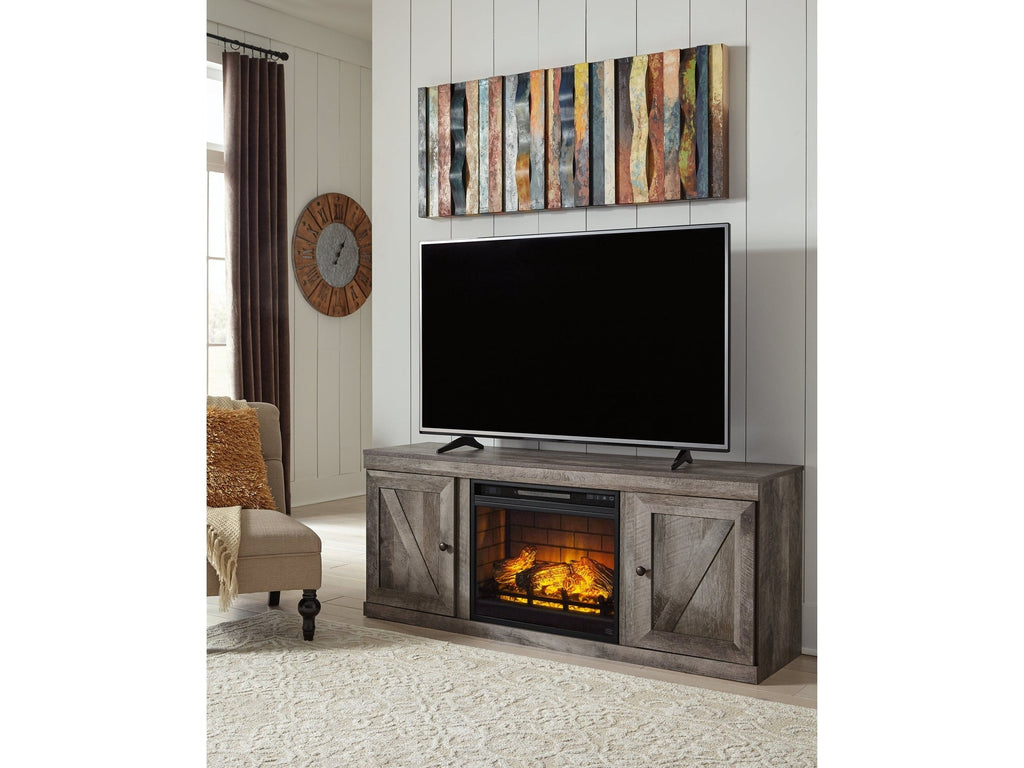 Wynnlow Gray TV Stand with Electric Fireplace