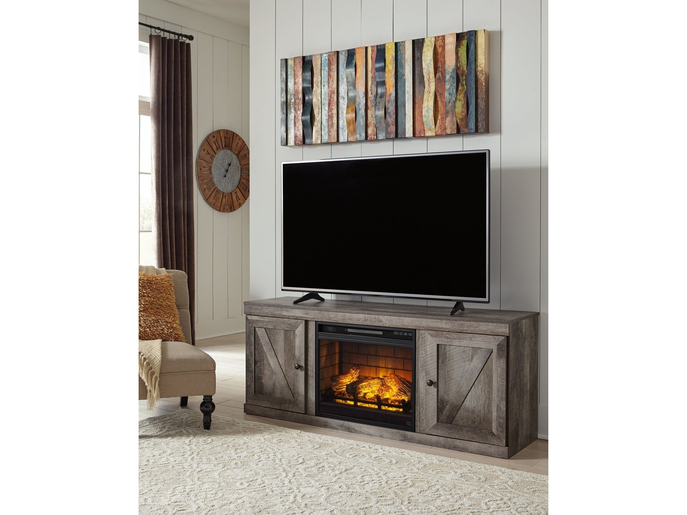 Wynnlow Gray TV Stand with Electric Fireplace