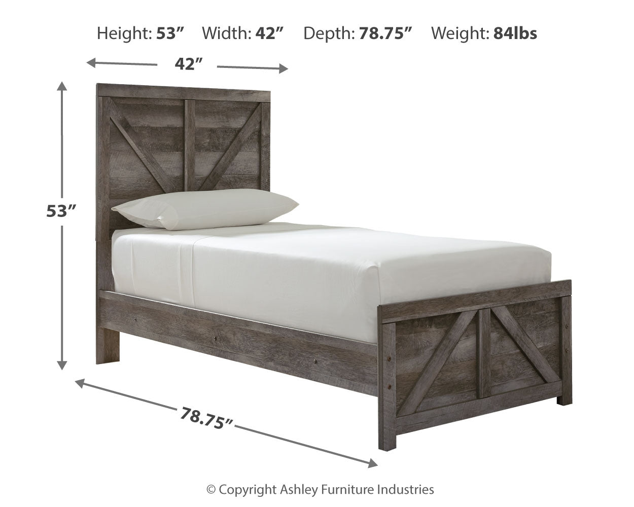 Wynnlow Gray Twin Crossbuck Panel Bed