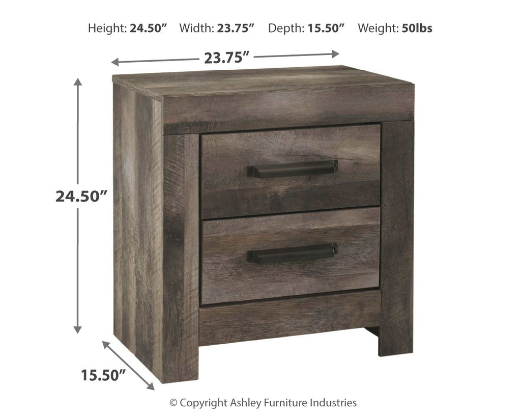Wynnlow Gray Twin Crossbuck Panel Bed and 2 Nightstands