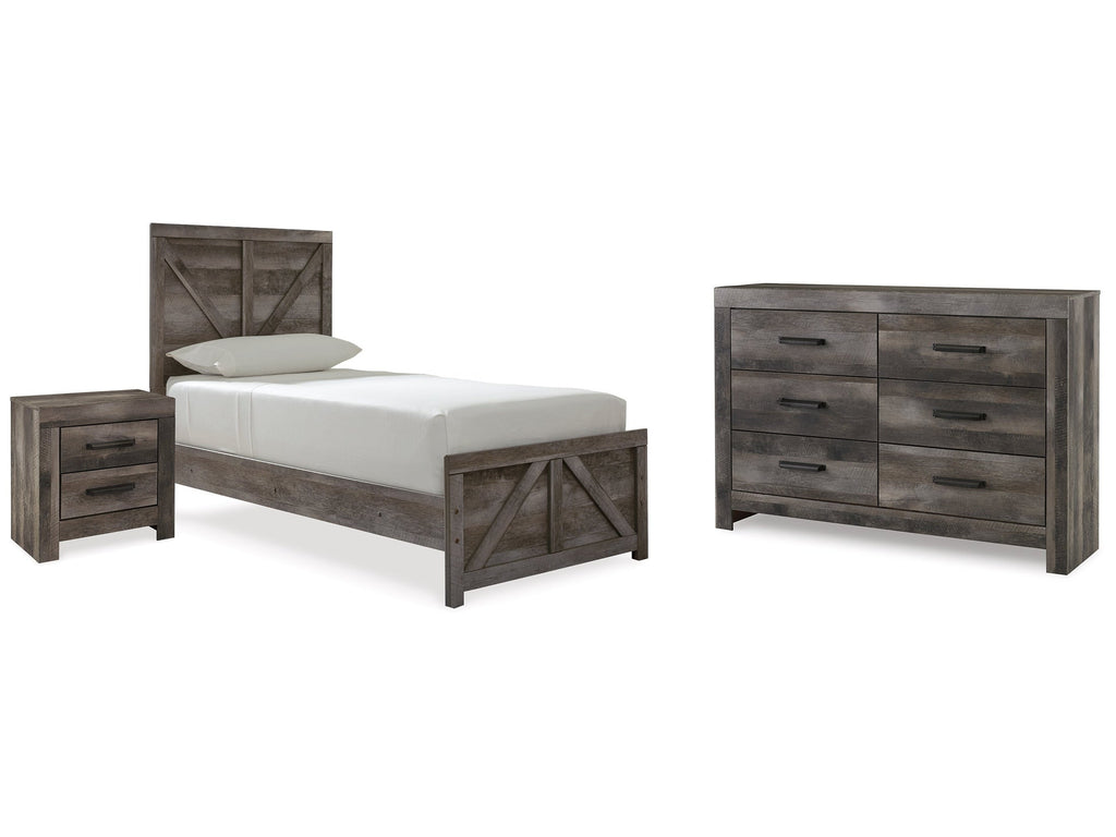Wynnlow Gray Twin Panel Bed & Dresser & Nightstand