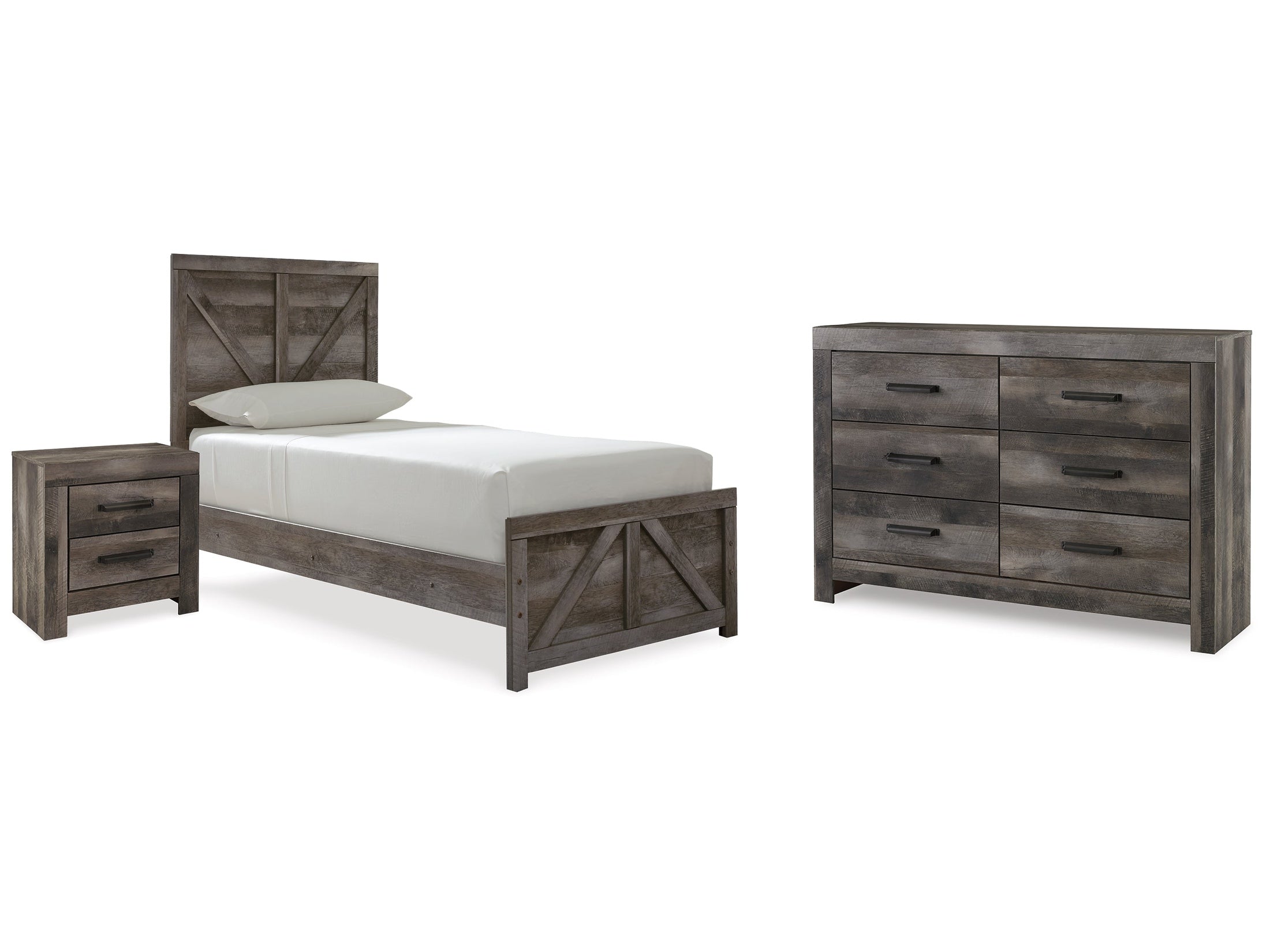 Wynnlow Gray Twin Panel Bed & Dresser & Nightstand