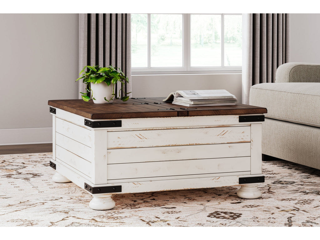 Wystfield White/Brown Cocktail Table with Storage