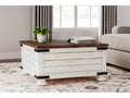 Wystfield White/Brown Cocktail Table with Storage