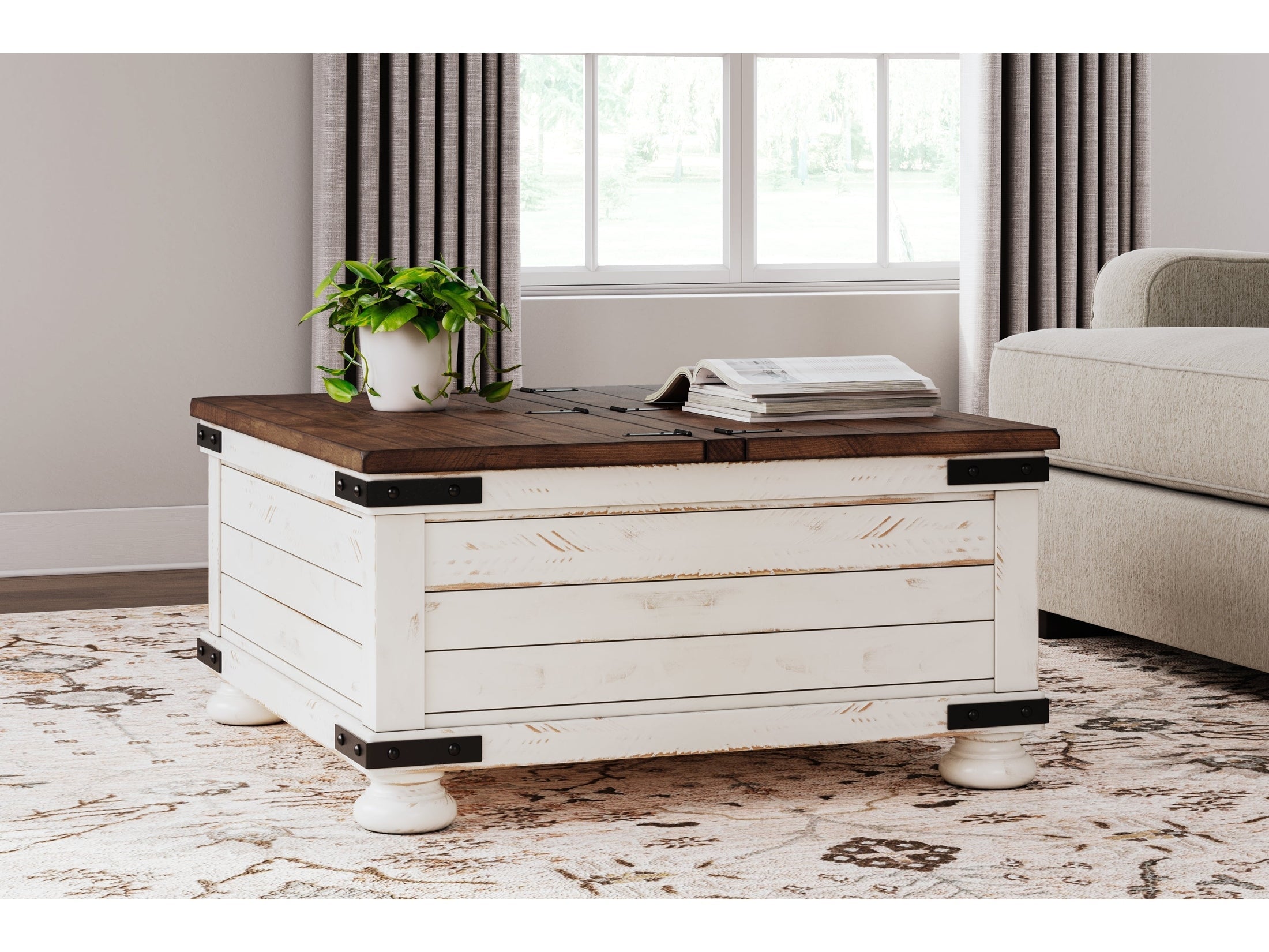 Wystfield White/Brown Cocktail Table with Storage