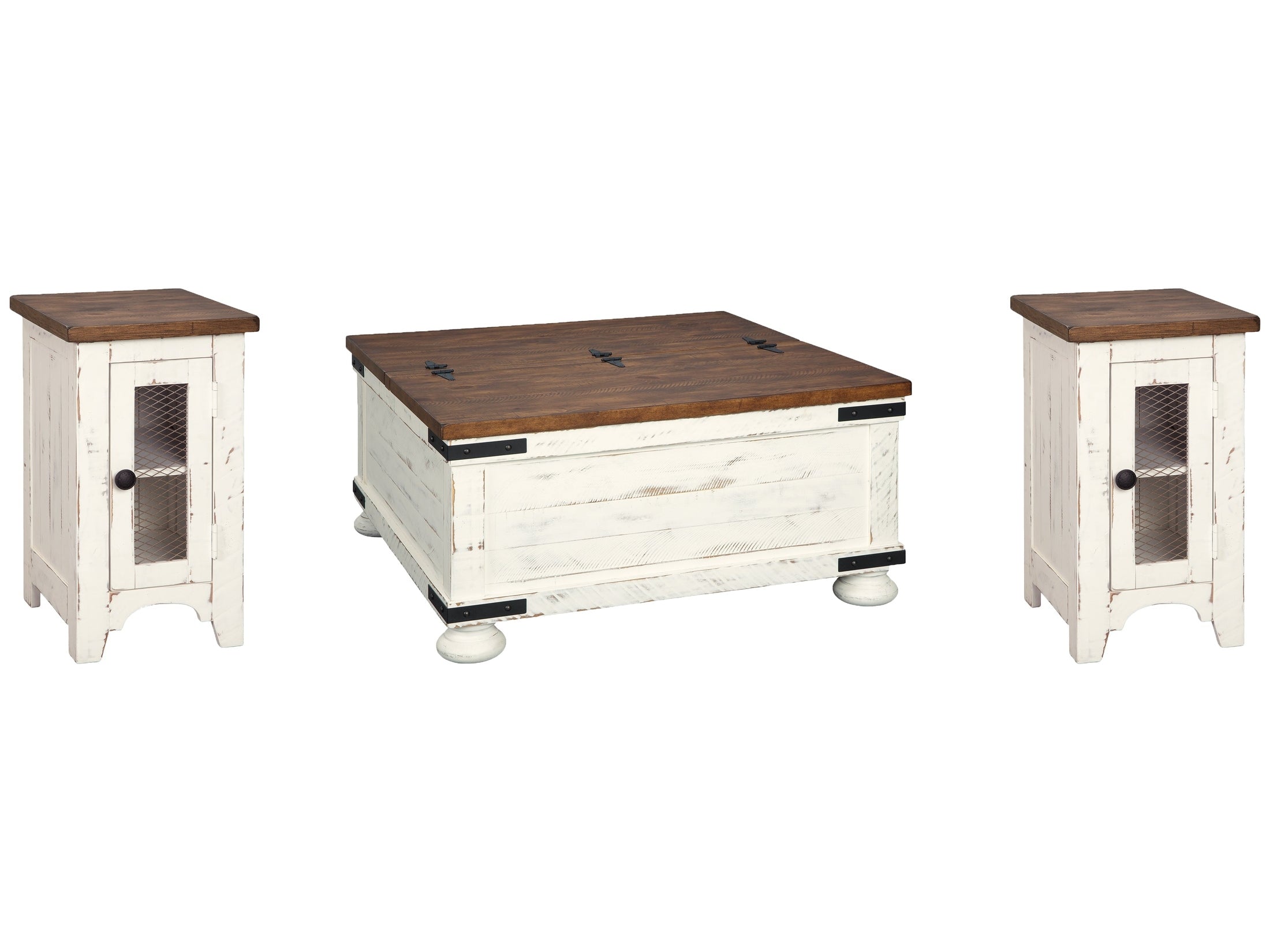 Wystfield White Coffee Table and 2 Chairside End Tables
