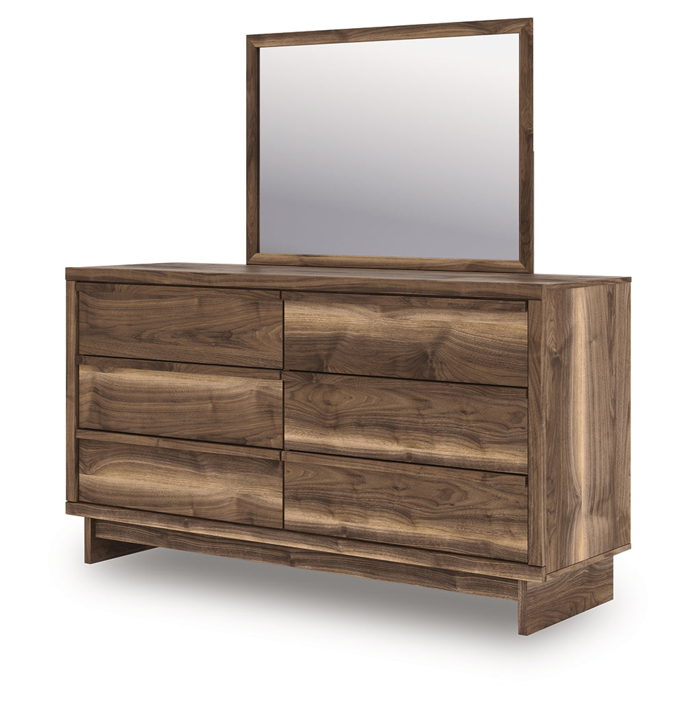 Zadilyn Brown 6 Drawer Dresser and Mirror