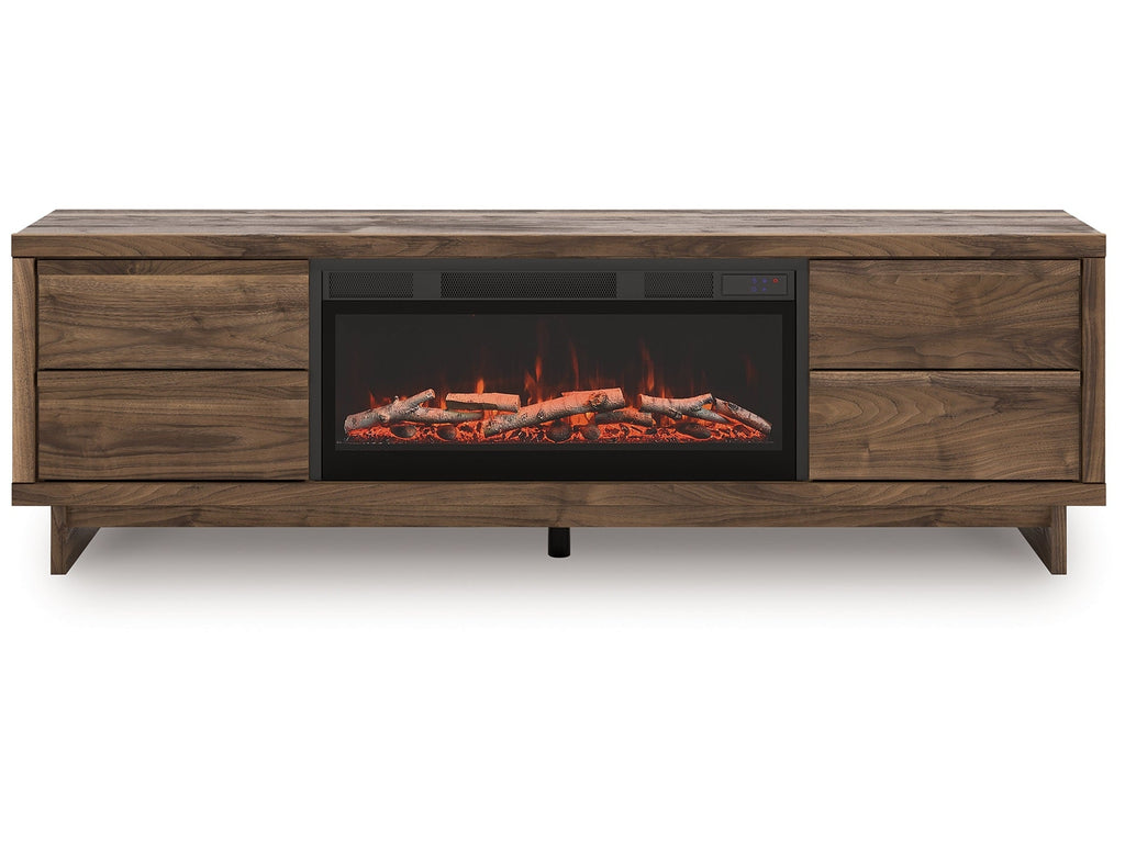 Zadilyn Brown 72" TV Stand with Electric Fireplace