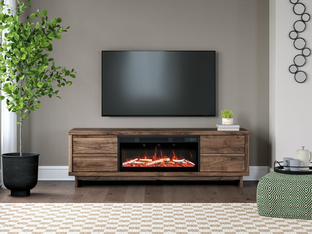 Zadilyn Brown 72" TV Stand with Electric Fireplace