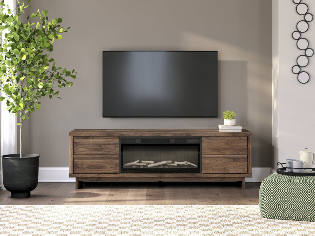 Zadilyn Brown 72" TV Stand with Electric Fireplace
