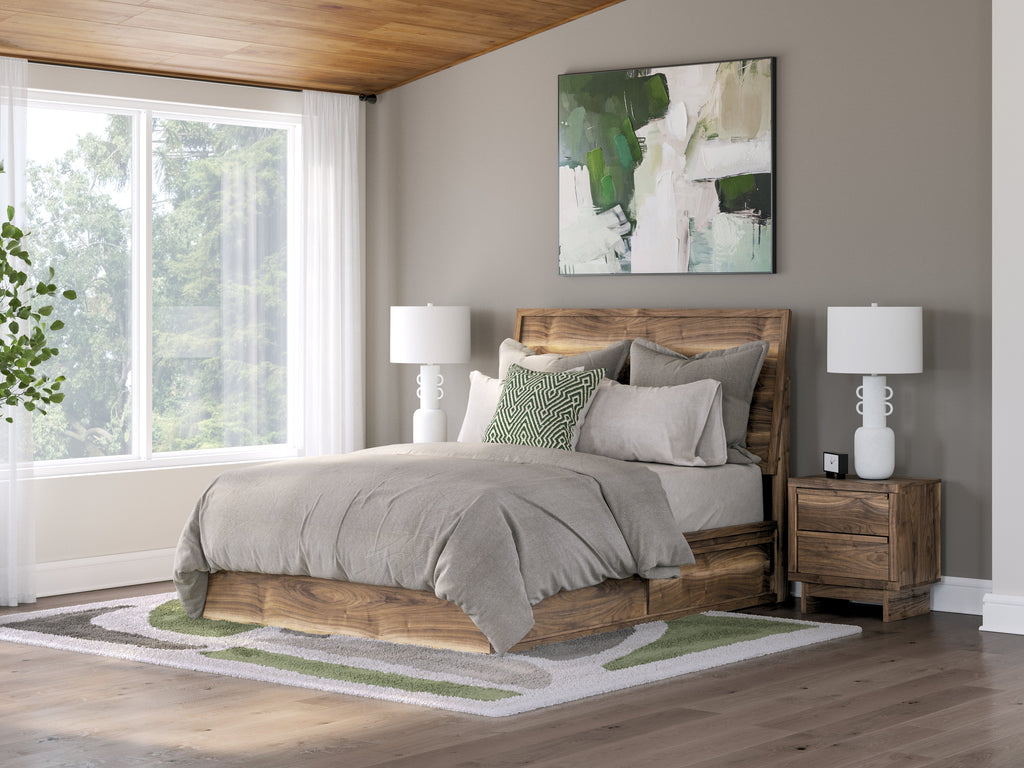 Zadilyn Brown King Panel Bed with Storage