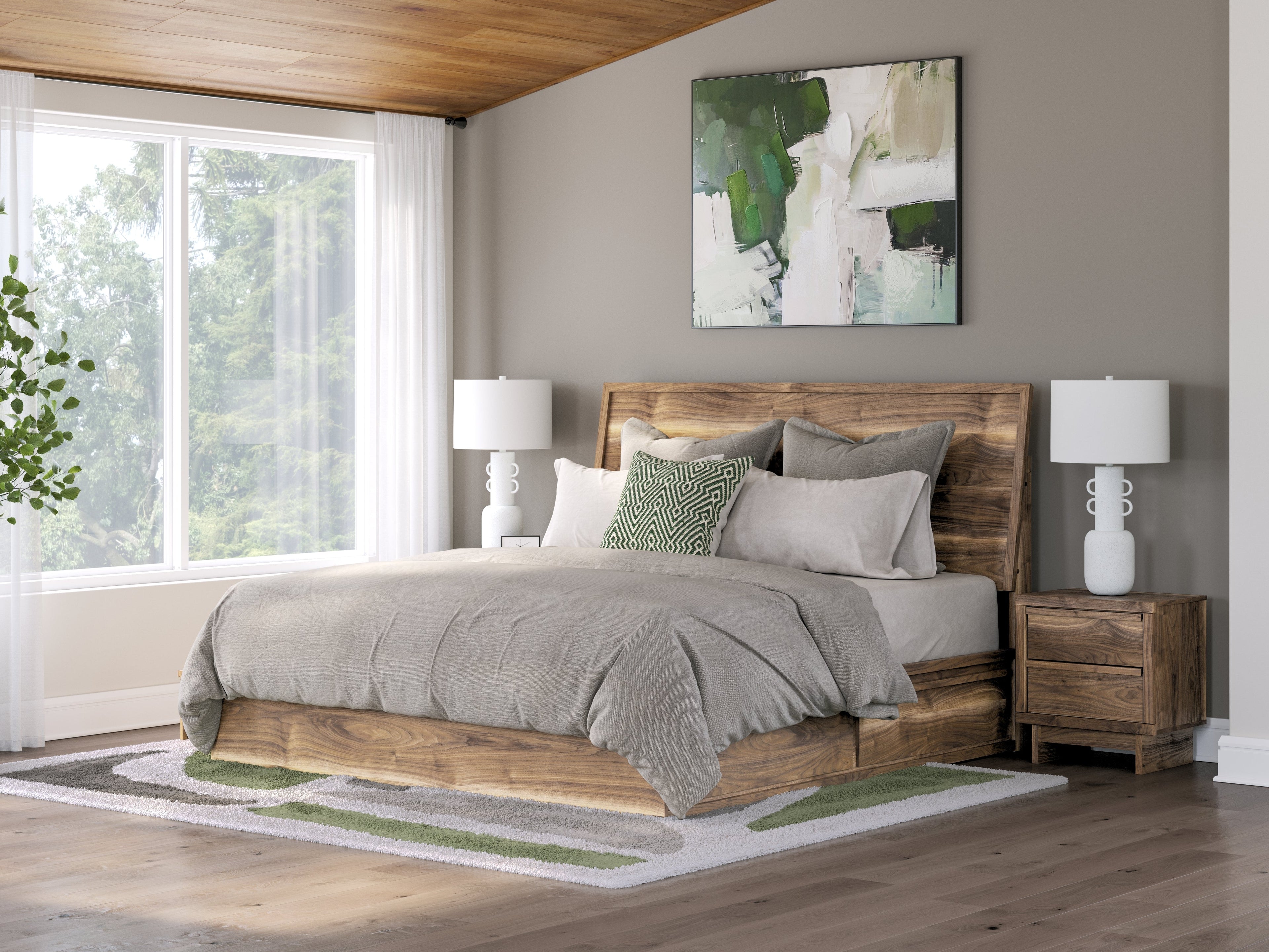 Zadilyn Brown King Panel Bed with Storage