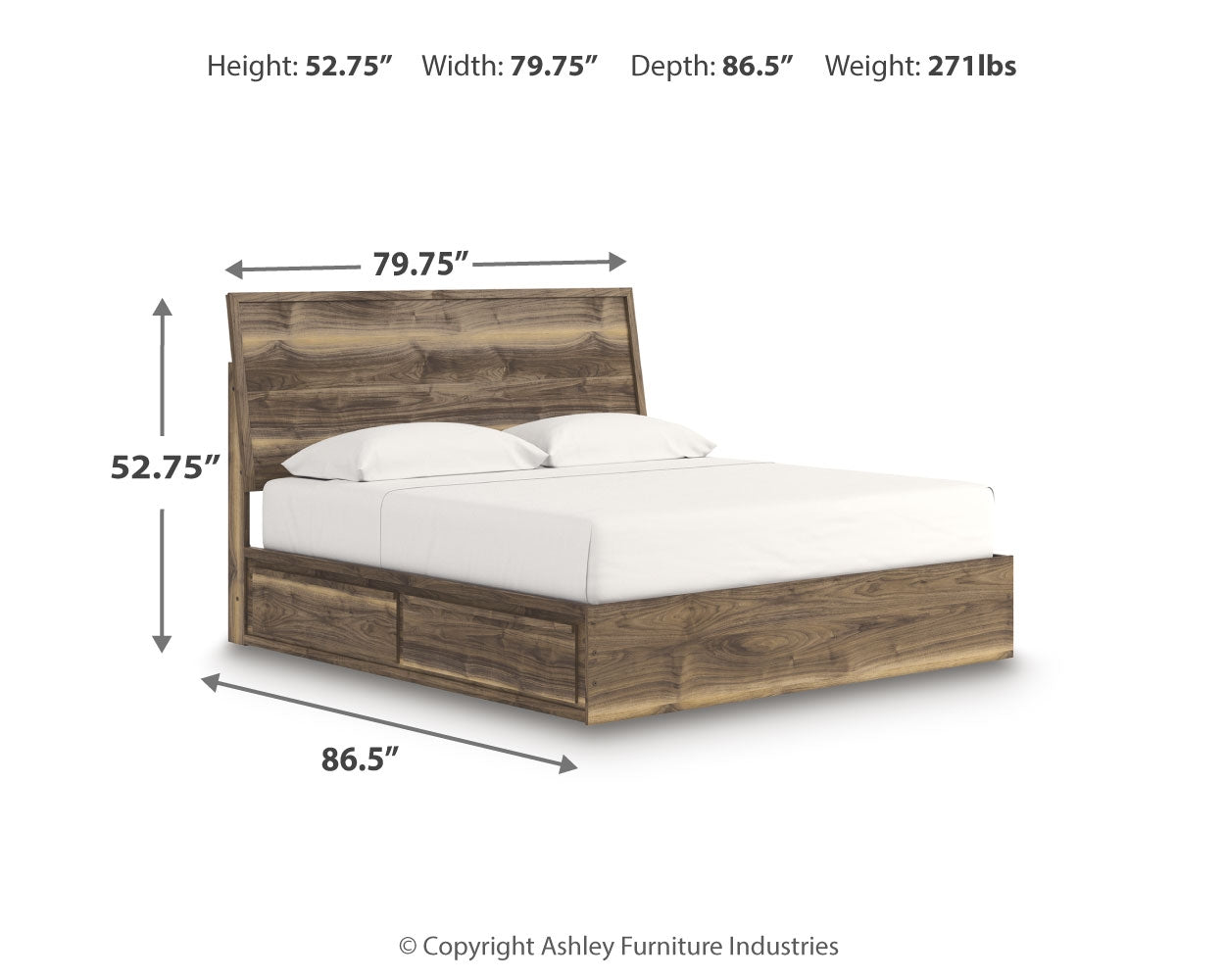 Zadilyn Brown King Panel Bed with Storage