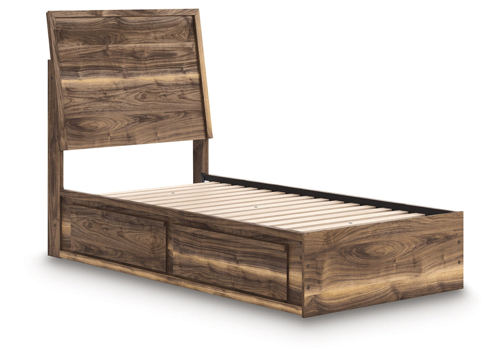 Zadilyn Brown Twin Panel Bed with Storage