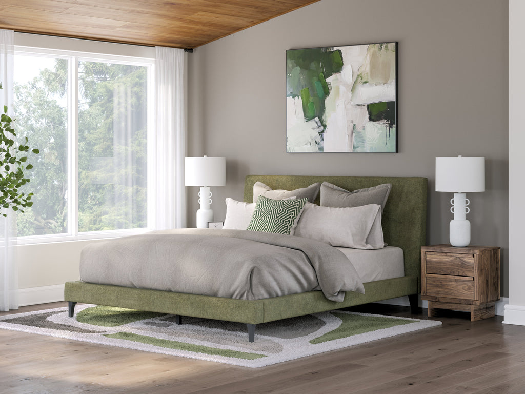 Zadilyn Sage Green California King Upholstered Bed with Roll Slats