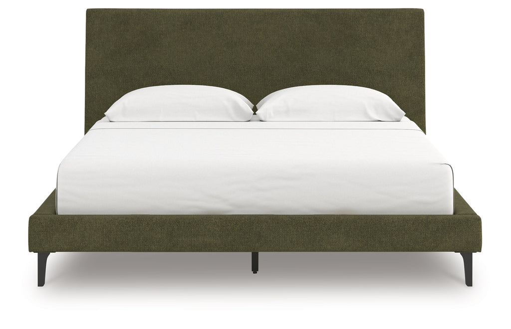 Zadilyn Sage Green California King Upholstered Bed with Roll Slats