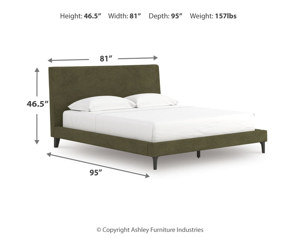 Zadilyn Sage Green California King Upholstered Bed with Roll Slats