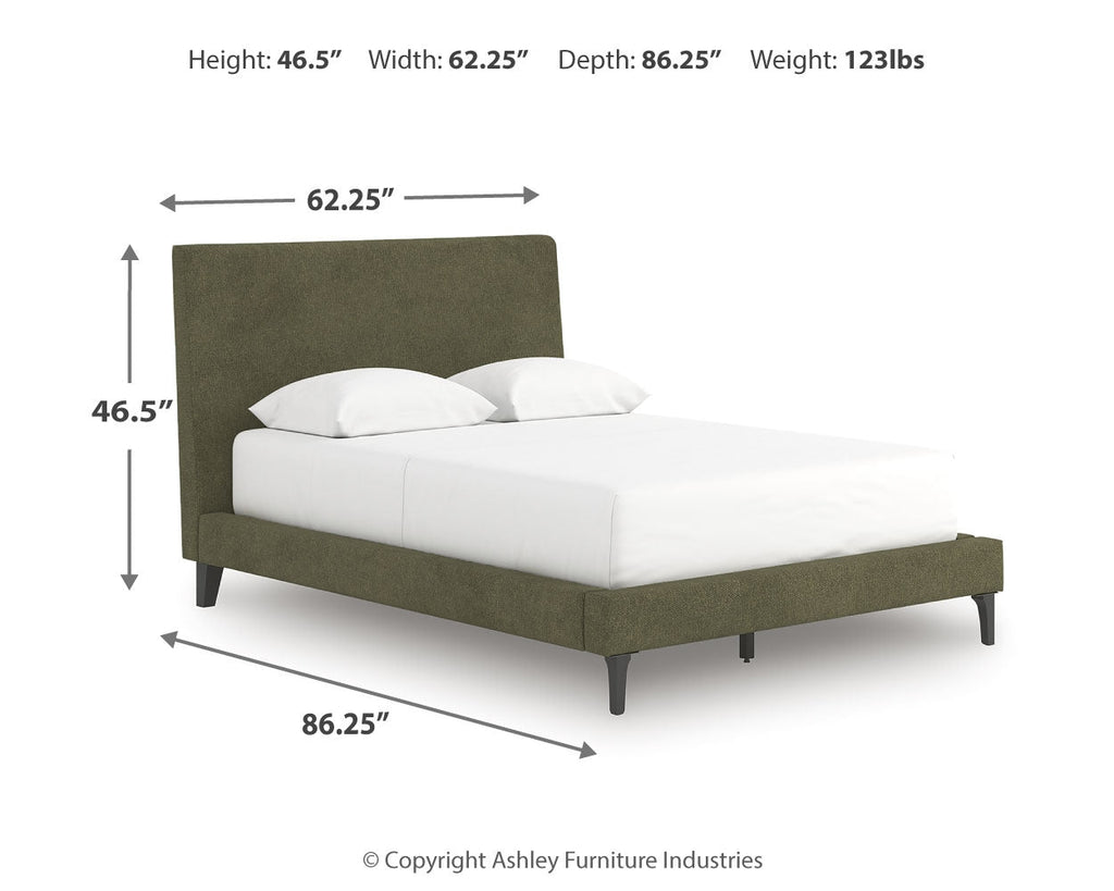 Zadilyn Sage Green Full Upholstered Bed with Roll Slats