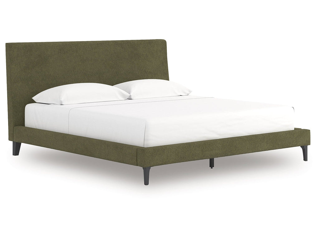 Zadilyn Sage Green King Upholstered Bed with Roll Slats