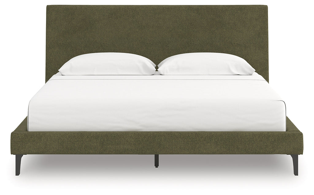 Zadilyn Sage Green King Upholstered Bed with Roll Slats