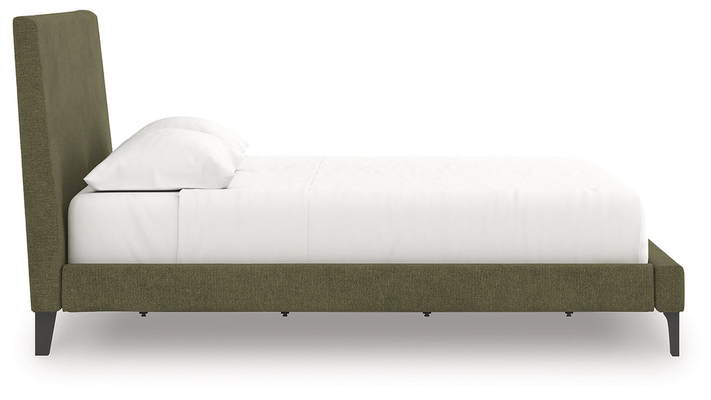 Zadilyn Sage Green King Upholstered Bed with Roll Slats