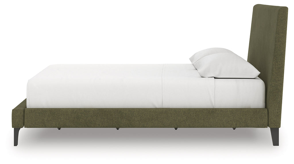 Zadilyn Sage Green King Upholstered Bed with Roll Slats