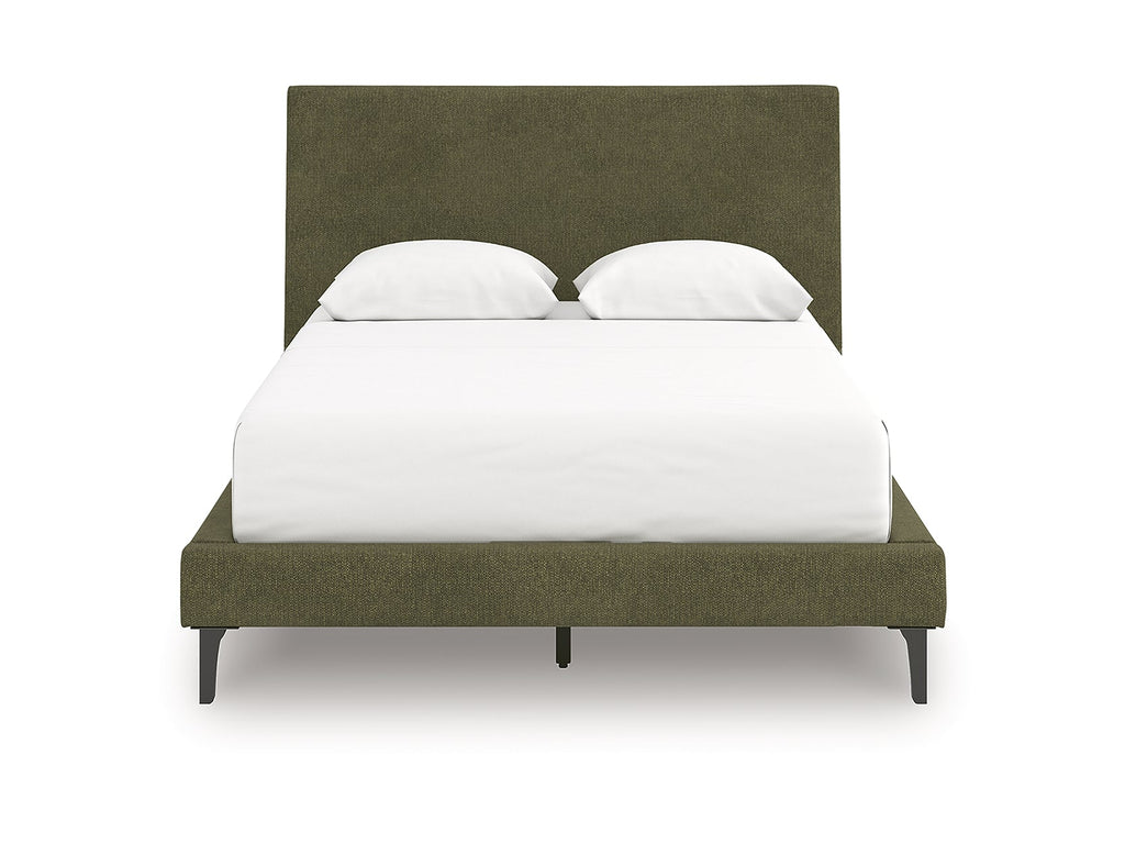 Zadilyn Sage Green Queen Upholstered Bed with Roll Slats