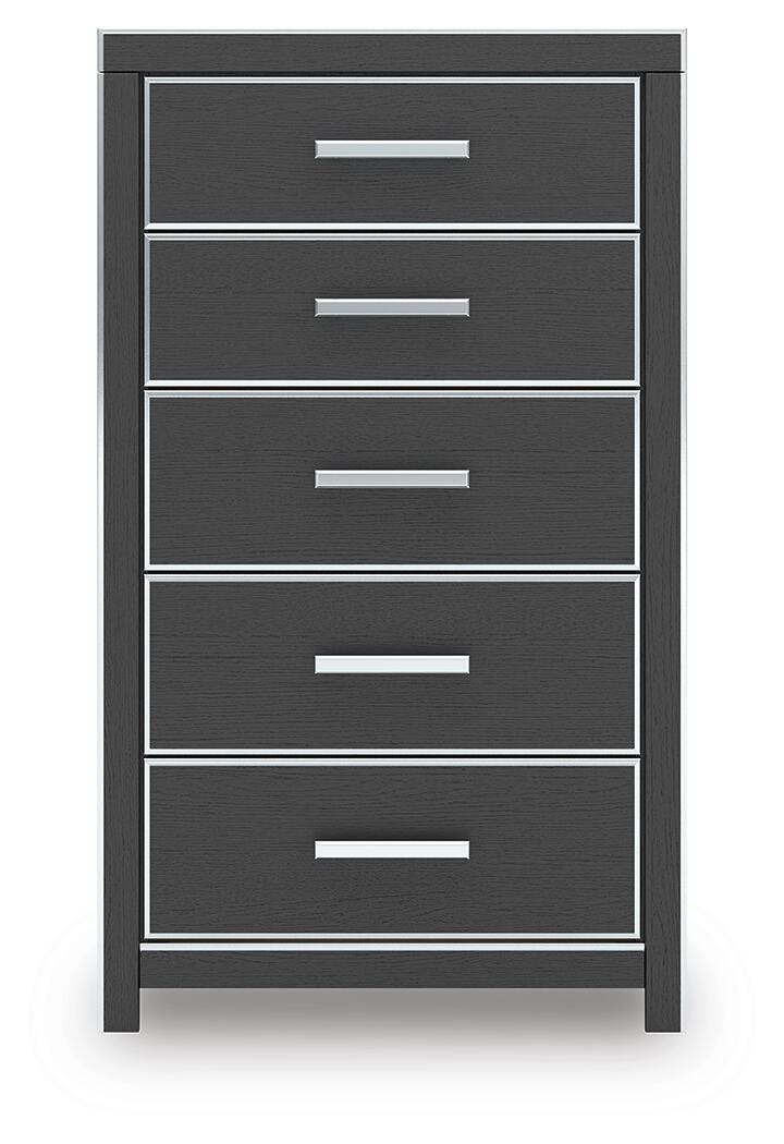 Zuraleus Black King Upholstered Bed, 2 Chests and 2 Nightstands