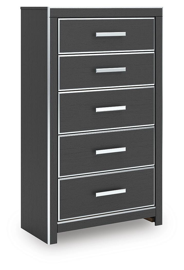 Zuraleus Black King Upholstered Bed, 2 Chests and 2 Nightstands