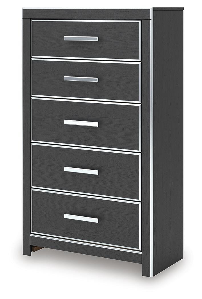 Zuraleus Black King Upholstered Bed, 2 Chests and 2 Nightstands