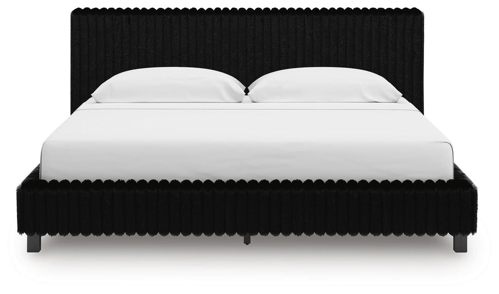Zuraleus Black King Upholstered Bed, 2 Chests and 2 Nightstands