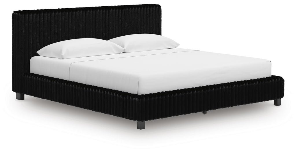 Zuraleus Black King Upholstered Bed, 2 Chests and 2 Nightstands