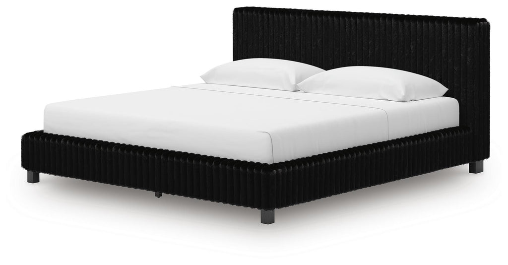 Zuraleus Black King Upholstered Bed, 2 Chests and 2 Nightstands