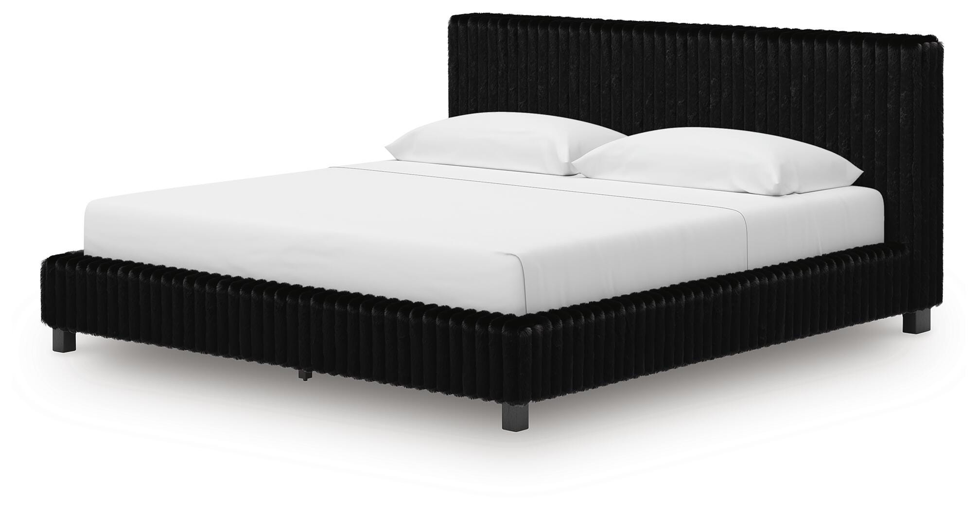 Zuraleus Black King Upholstered Bed, 2 Chests and 2 Nightstands