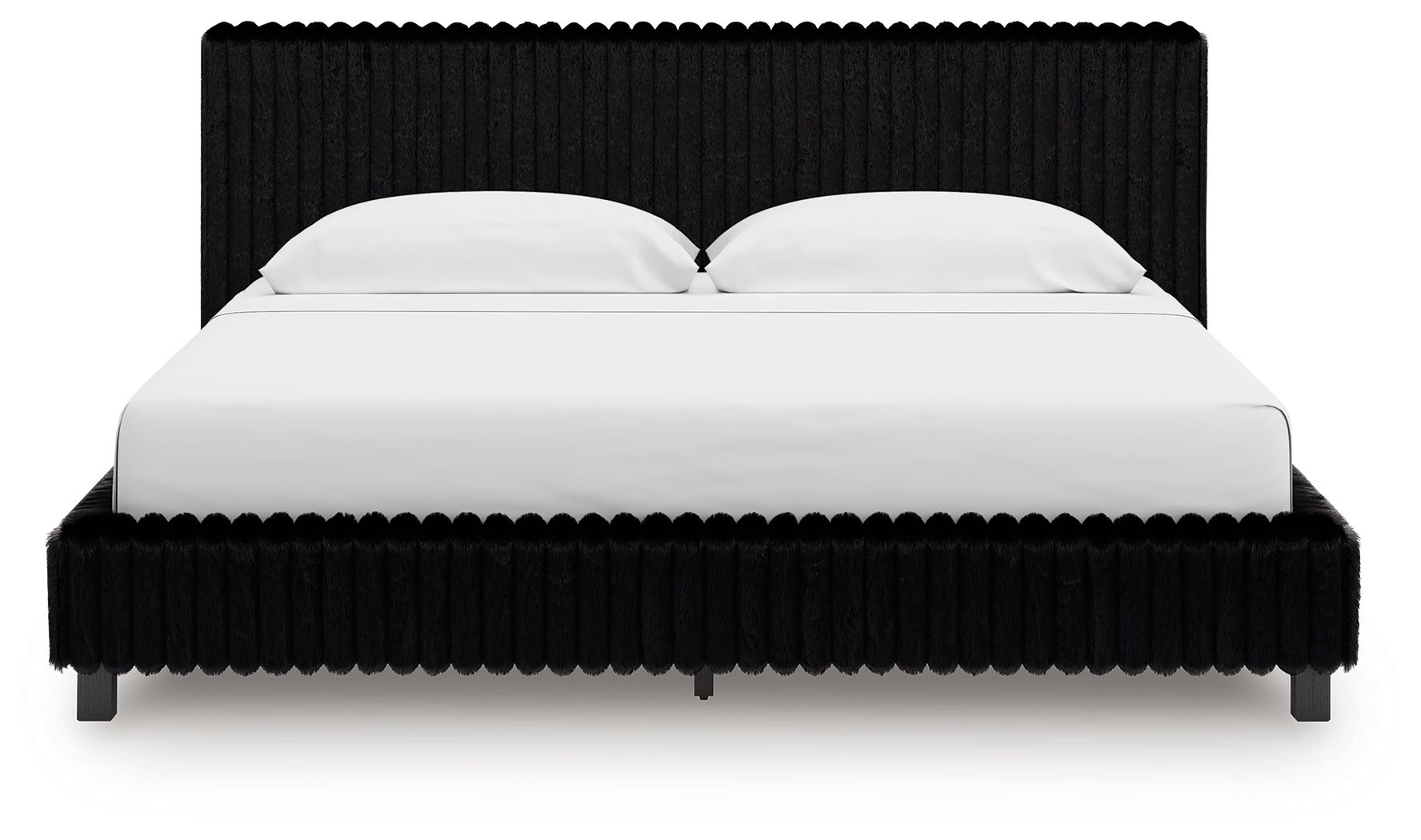 Zuraleus Black King Upholstered Bed, Dresser and Nightstand