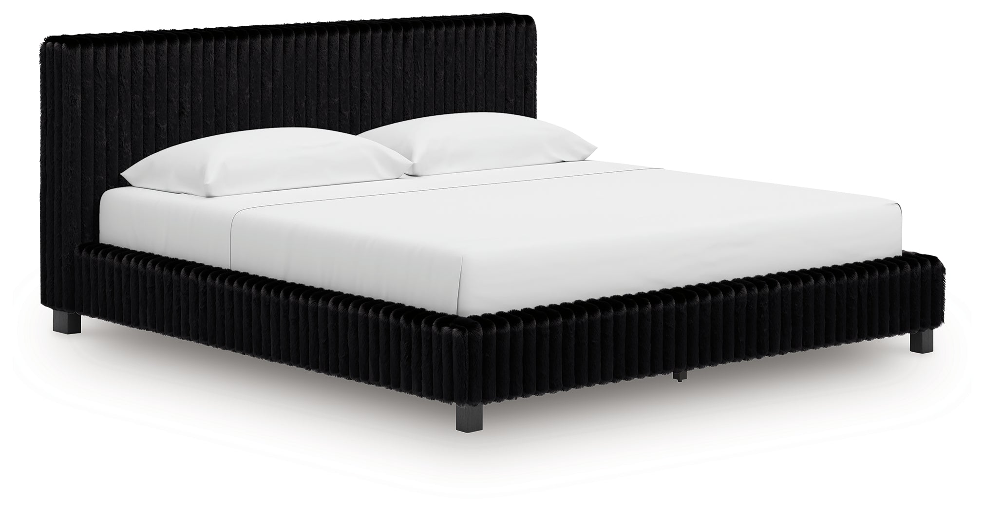 Zuraleus Black King Upholstered Bed, Dresser and Nightstand