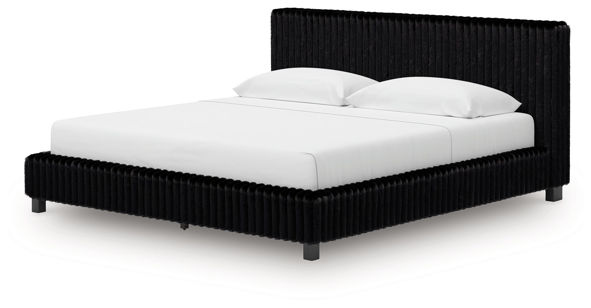 Zuraleus Black King Upholstered Bed, Dresser and Nightstand