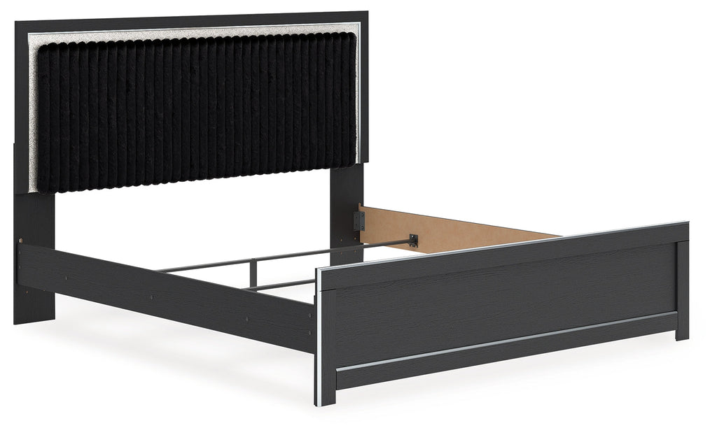 Zuraleus Black King Upholstered Panel Bed