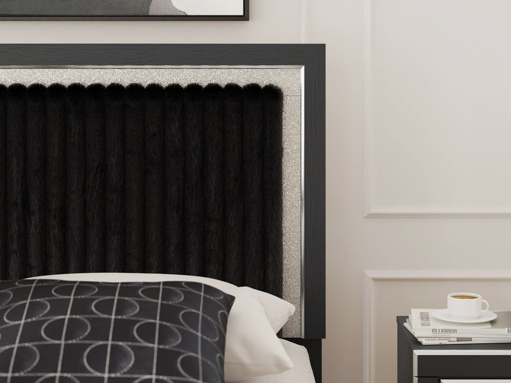 Zuraleus Black King Upholstered Panel Bed