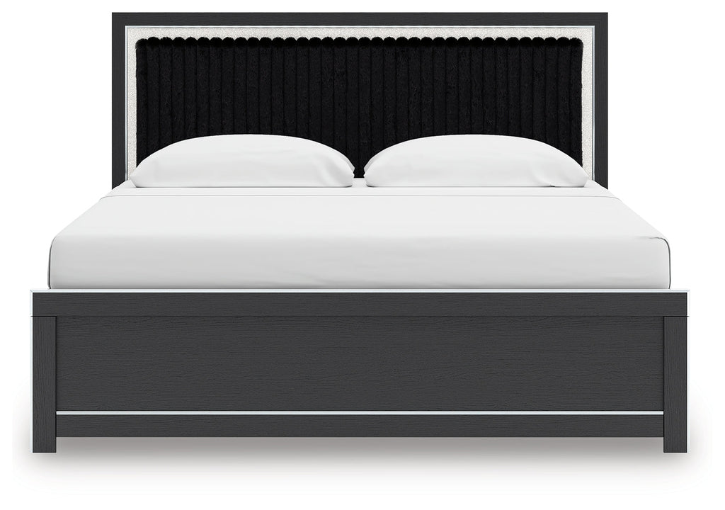 Zuraleus Black King Upholstered Panel Bed