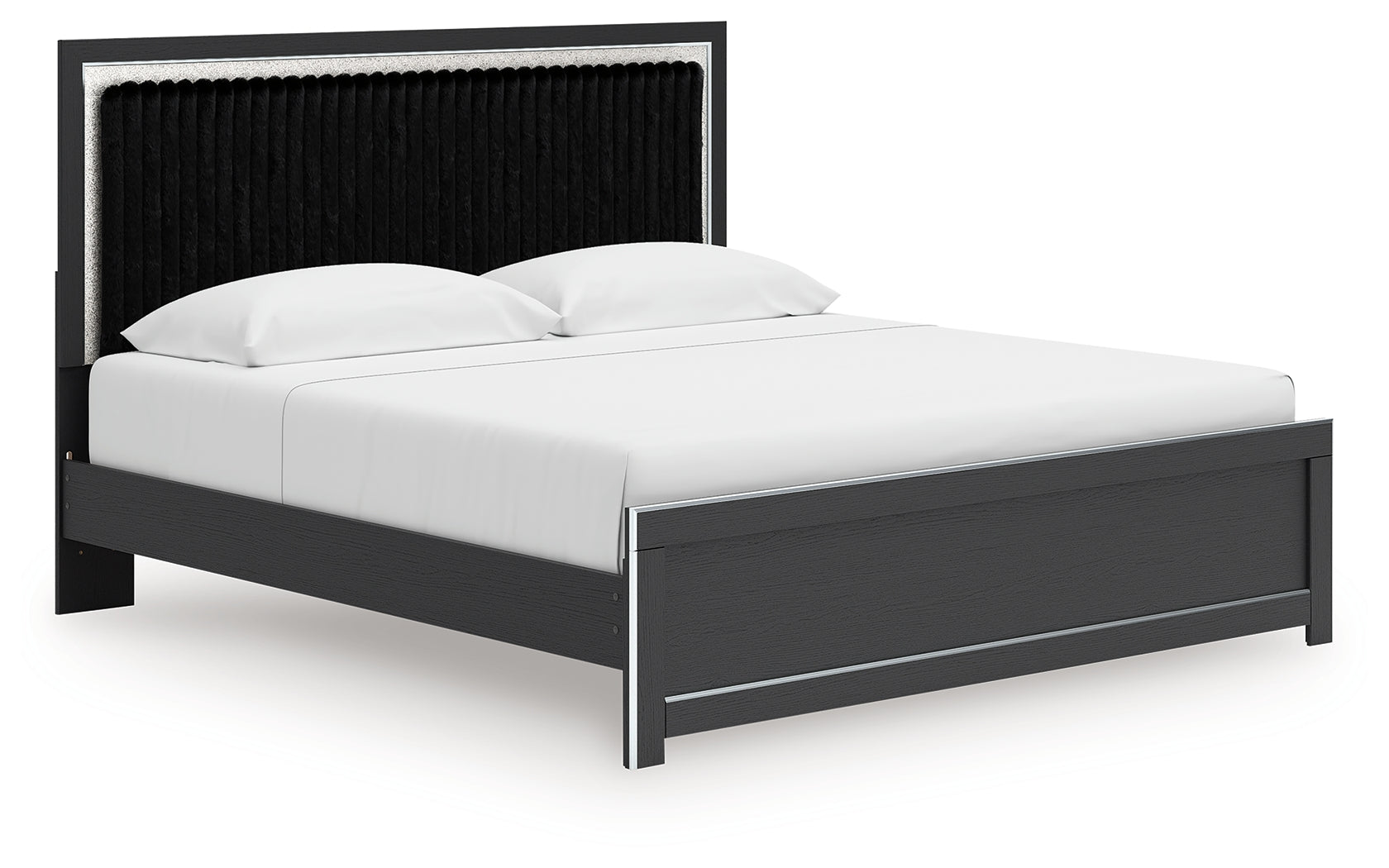 Zuraleus Black King Upholstered Panel Platform Bed
