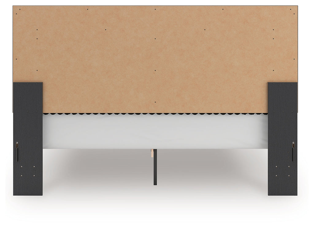 Zuraleus Black King Upholstered Panel Platform Bed