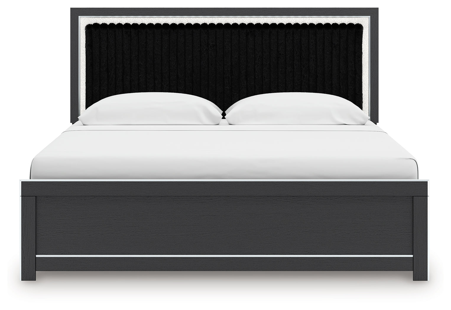 Zuraleus Black King Upholstered Panel Platform Bed