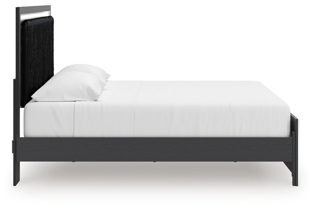 Zuraleus Black King Upholstered Panel Platform Bed