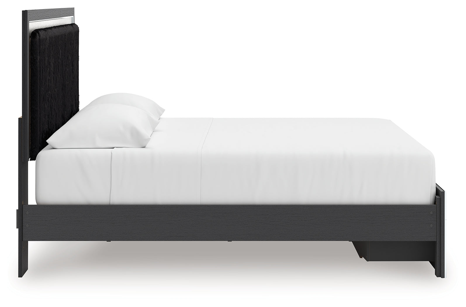 Zuraleus Black King Upholstered Panel Platform Storage Bed