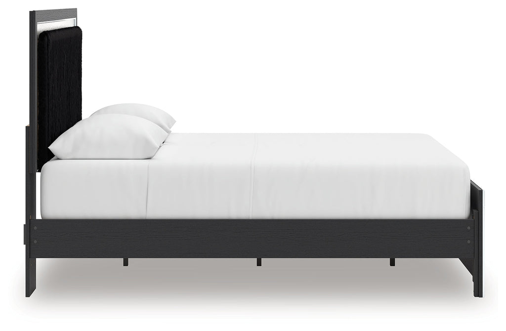 Zuraleus Queen Upholstered Bed, Dresser, Mirror and Nightstand, Black
